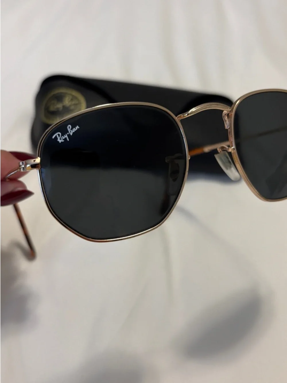 Ray-Ban Gold Frame Sunglasses with Black Lenses and Tortoiseshell Tips